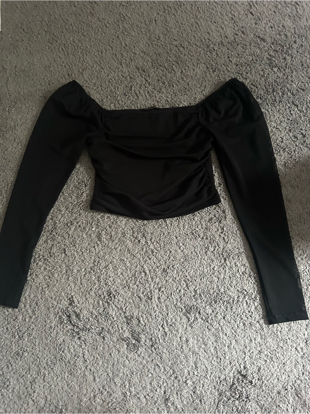 Marshalls Black Off-Shoulder Long Sleeve Crop Top